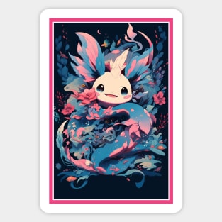 Cute Axolotl Anime Art Design | Cute Animals | Axolotl Hentaii Chibi Kawaii Design Sticker